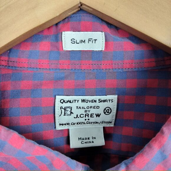 J Crew Shirts Mens XL Lot of 2 Red Check Plaid Slim Fit Long Sleeve Button Down - Picture 5 of 16